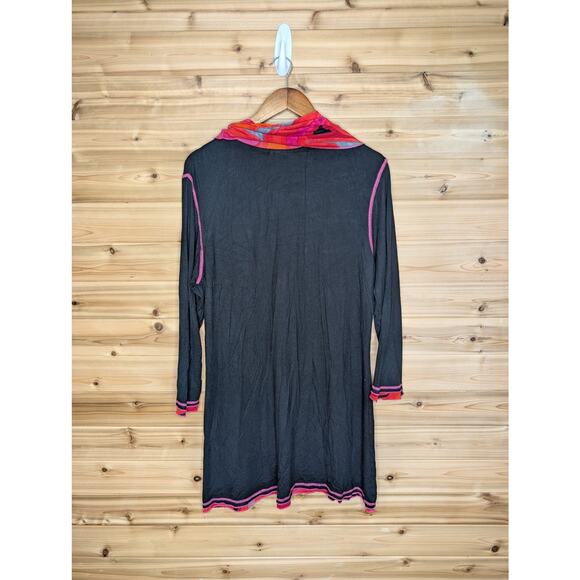 Parsley & Sage Top Womens Medium Black with Red Cowl Neck Art Blouse - Picture 4 of 9